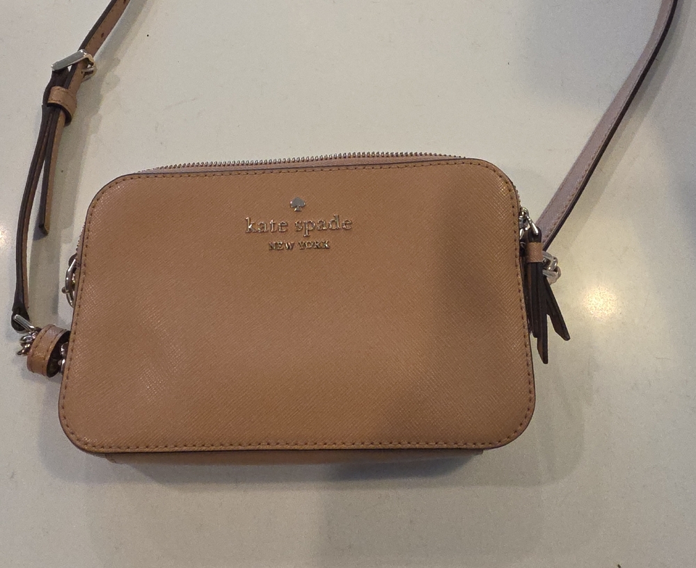 kate spade Tan Saffiano Leather Crossbody Camera Bag